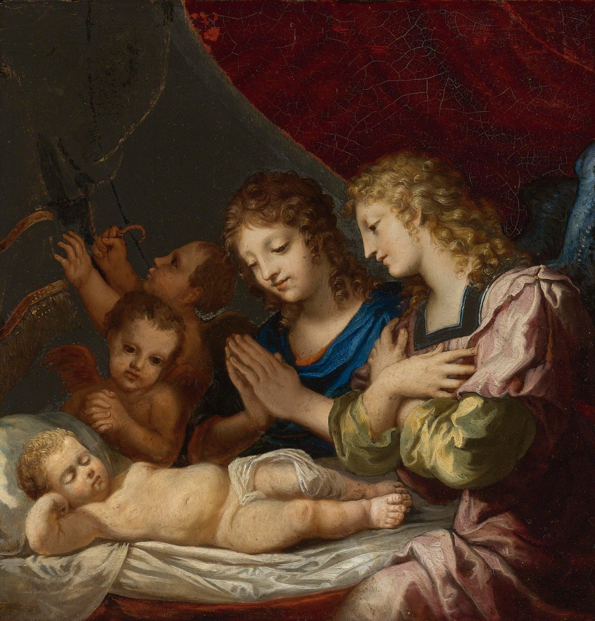 Anjos adorando o Cristo adormecido de Jacques Stella