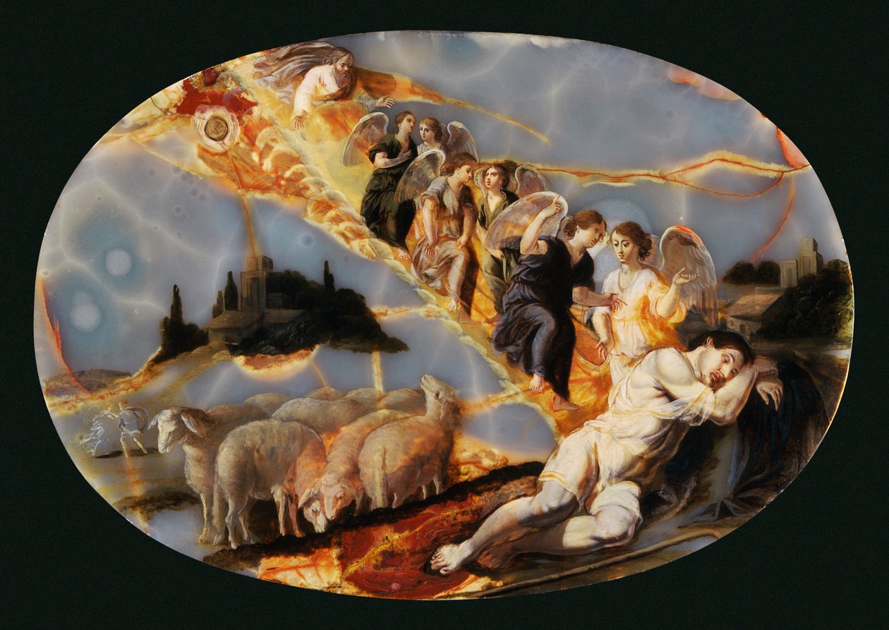 Escada Jacobs, c.1650 (óleo sobre ônix) de Jacques Stella