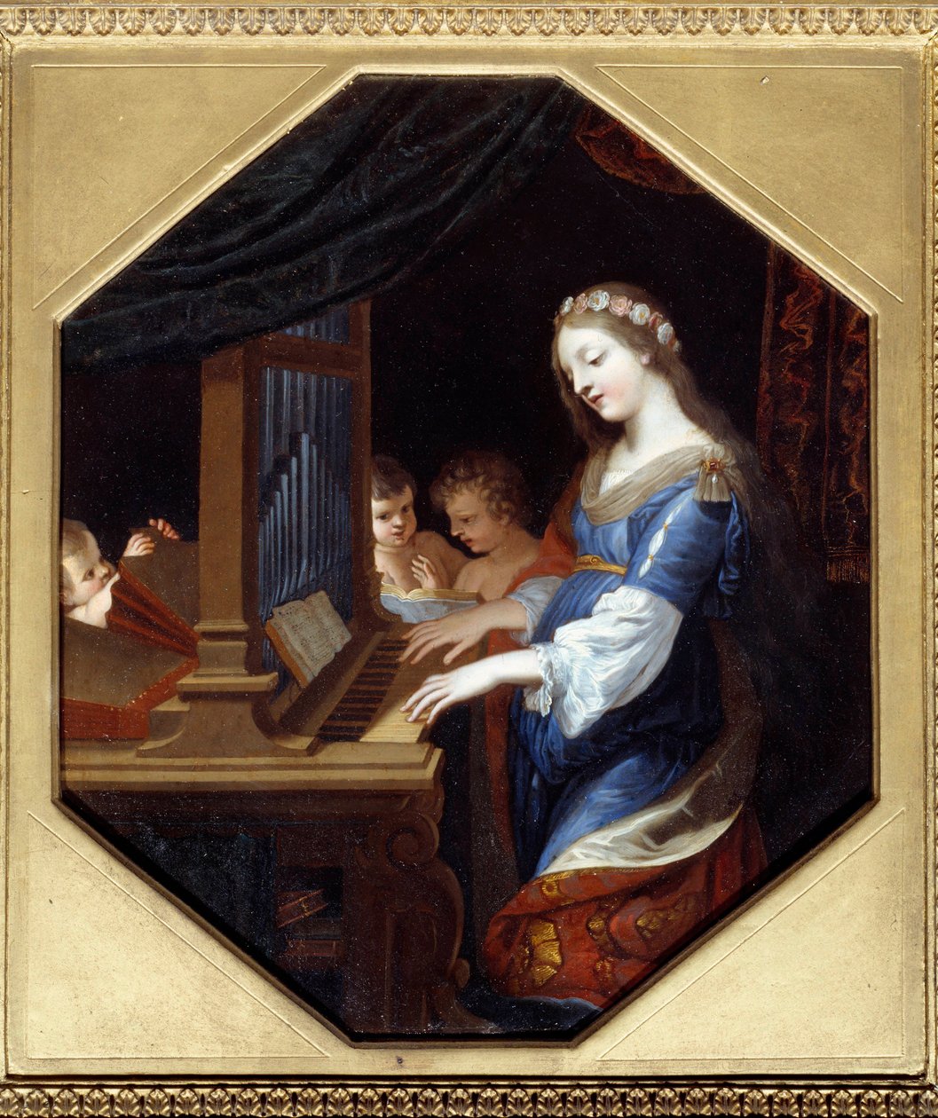 Santa Cécile tocando órgão Pintura de Jacques Stella de Jacques Stella