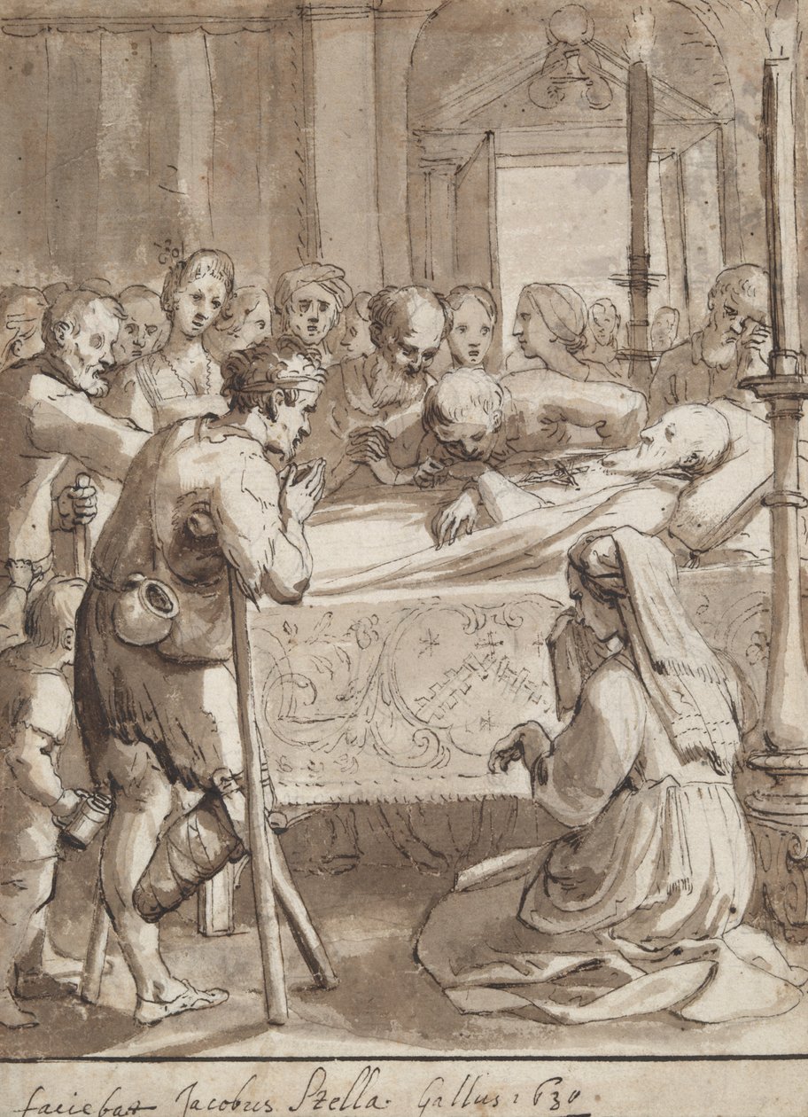 St. Philip visitando um hospital de Jacques Stella