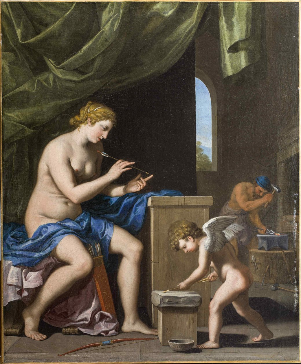 Vulcano forjando as flechas para Cupido, c. 1645 de Jacques Stella