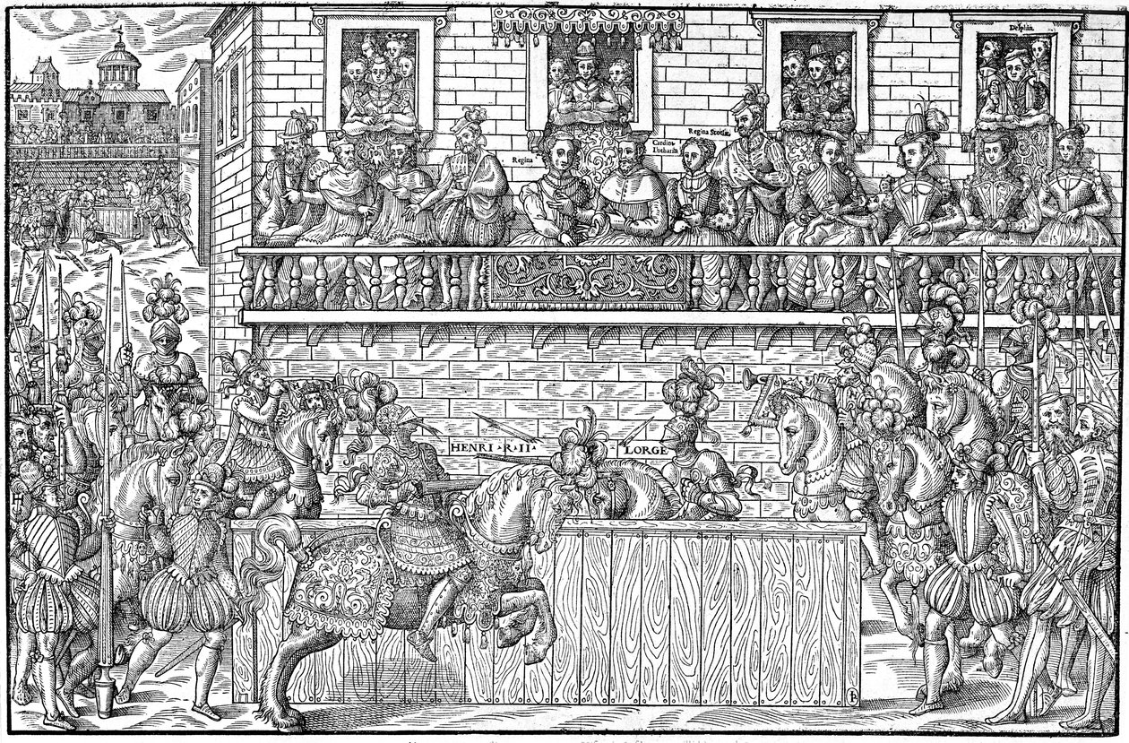 O torneio em que Henri II é mortalmente ferido, 1559 de Jacques Tortorel