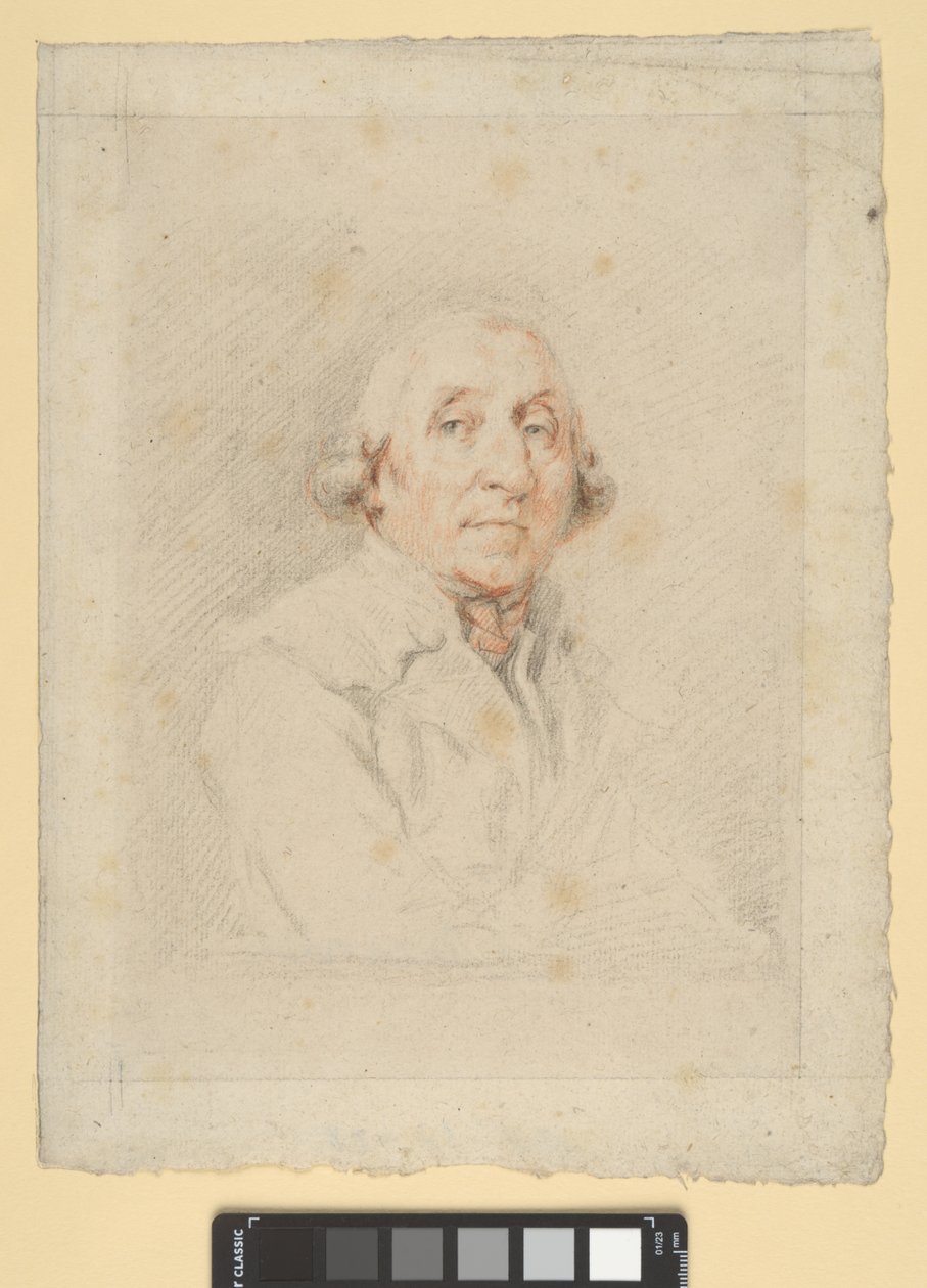 Retrato de Joseph Péru (giz vermelho, preto e branco sobre papel de cor creme) de Jacques Vigoureux Duplessis