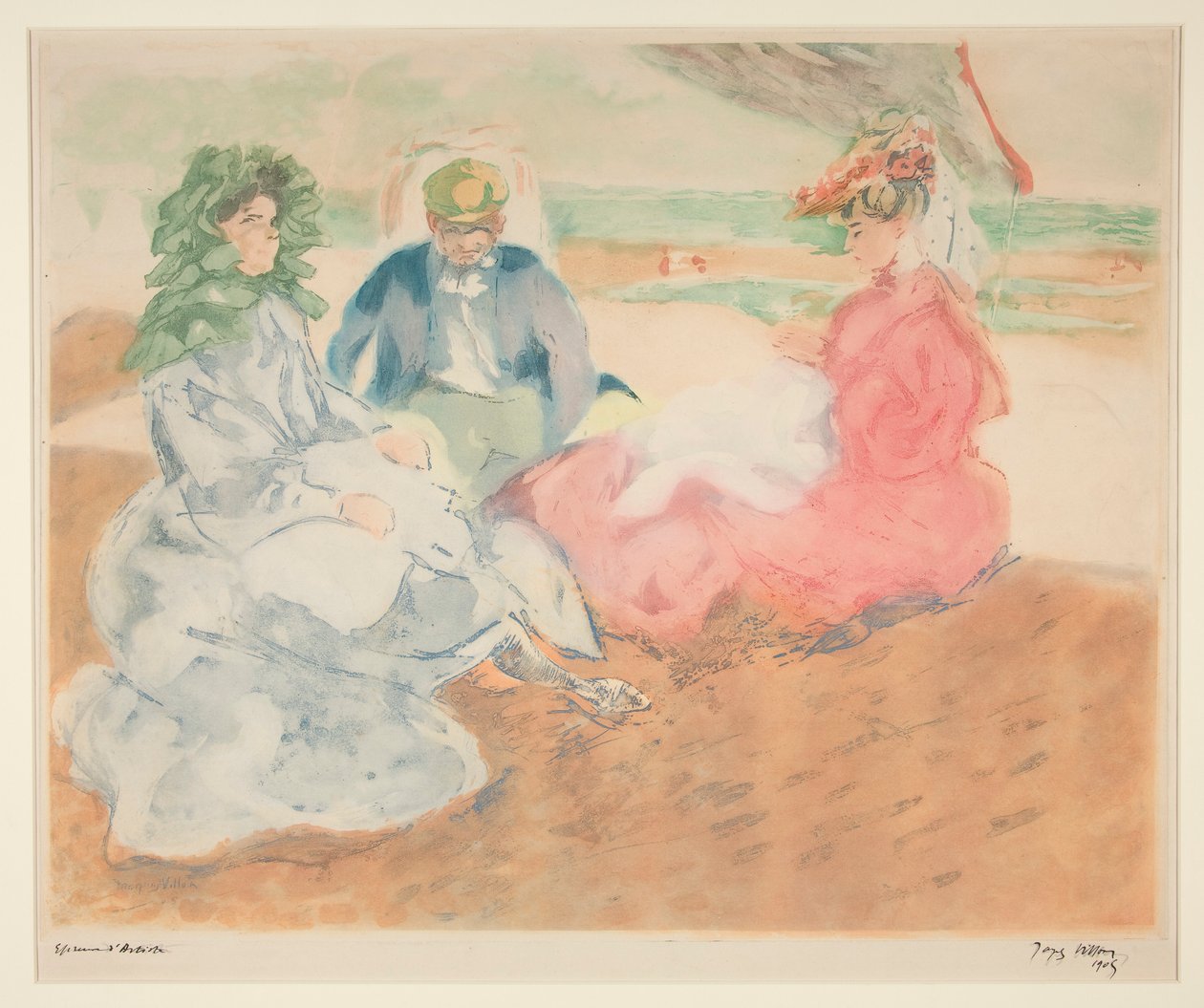 Sob a tenda, na praia (Blonville) de Jacques Villon