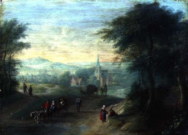 Paisagem do Rio Montanhoso (óleo sobre painel) de Jacques Willem Blarenberghe