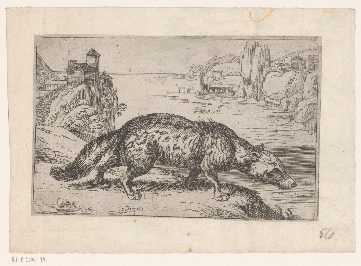 Hiena Animais em paisagens (título da série) de Jacques de Fornazeris (attributed to)