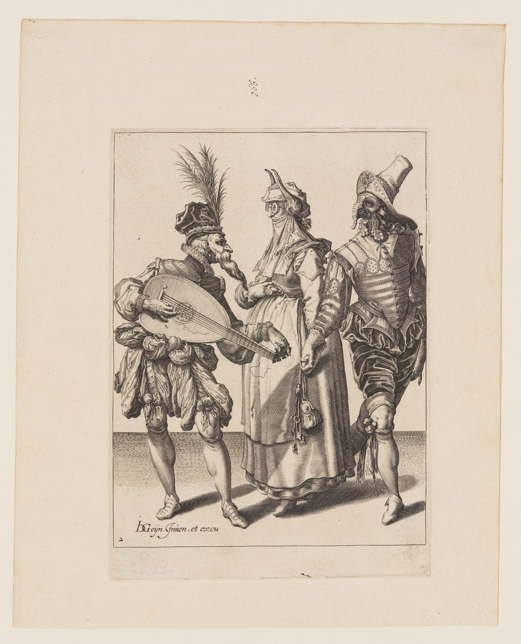 Um casal abordado por um tocador de alaúde, de The Masquerades de Jacques de Gheyn II