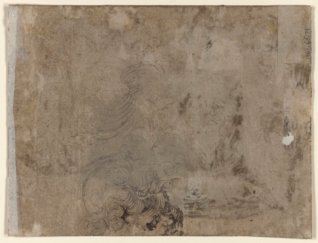Um jovem sentado à mesa (recto); Cabeça de uma criança com cabelo encaracolado (verso) de Jacques de Gheyn II