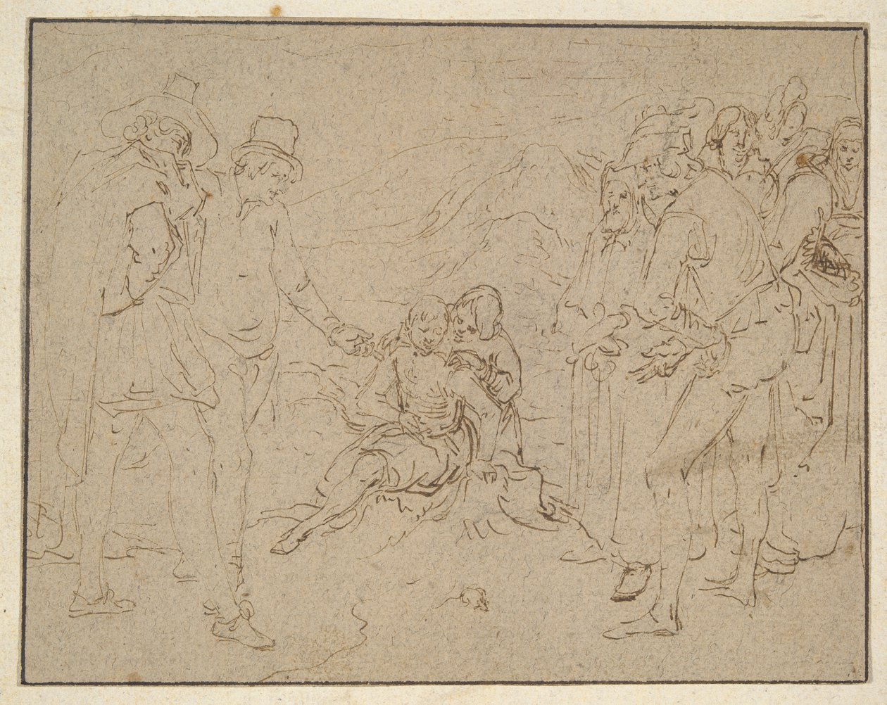Trabalho em um monte de esterco, tentado por seus amigos de Jacques de Gheyn II
