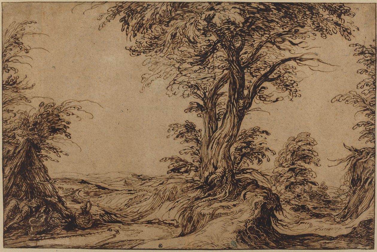 Paisagem com camponeses adormecidos de Jacques de Gheyn II