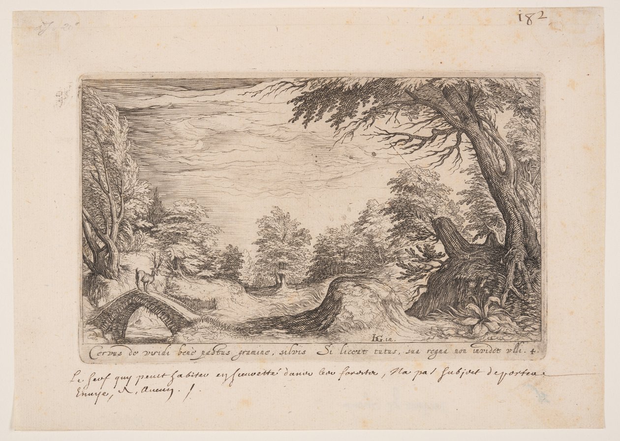Paisagem com um veado numa ponte, de Paisagens de Jacques de Gheyn II