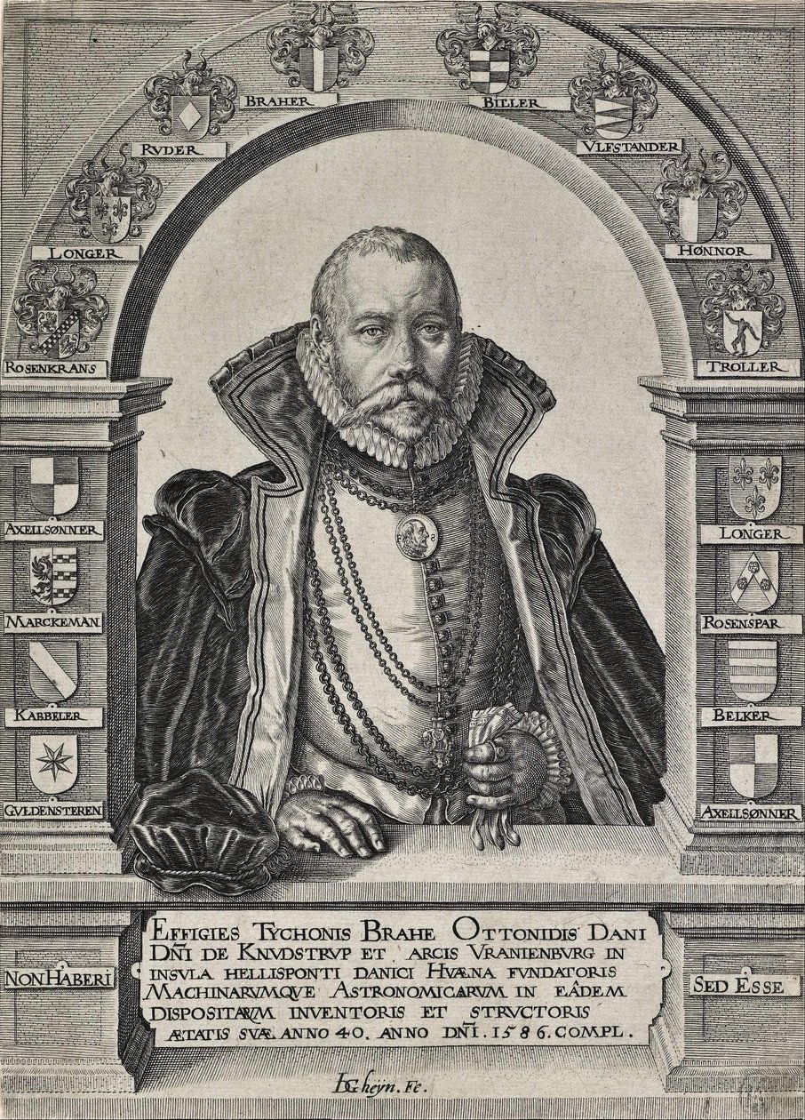 Retrato de Tycho Brahe, astrónomo (sem chapéu) de Jacques de Gheyn II