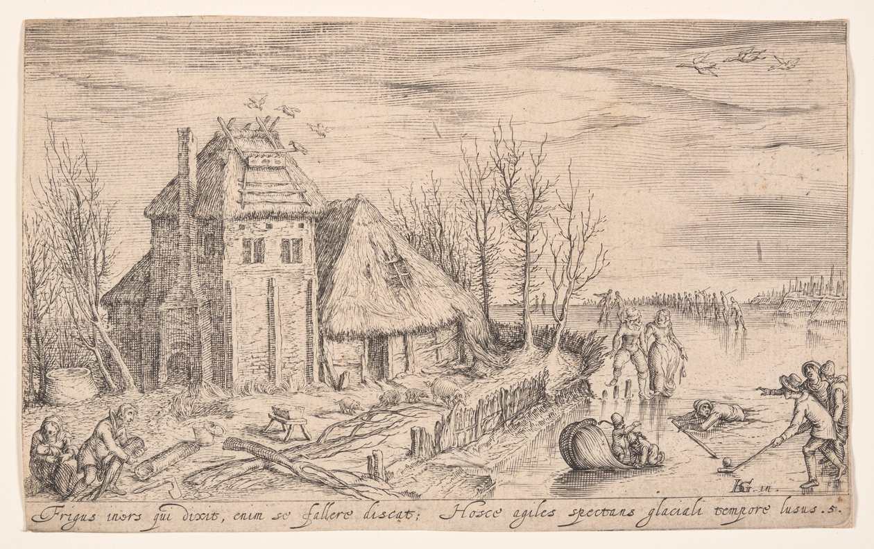 Paisagem de inverno com patinadores de gelo, de Paisagens de Jacques de Gheyn II