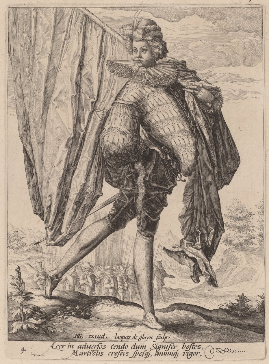 Soldado armado com espada e escudo de Jacques de Gheyn II after Hendrik Goltzius