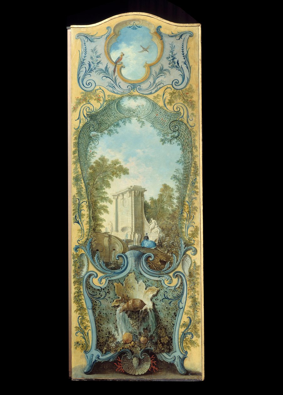 Móveis: tela de pintura sobre papel maroufle de Jacques de Lajoue (1686-1761) Século XVIII de Jacques de Lajoüe