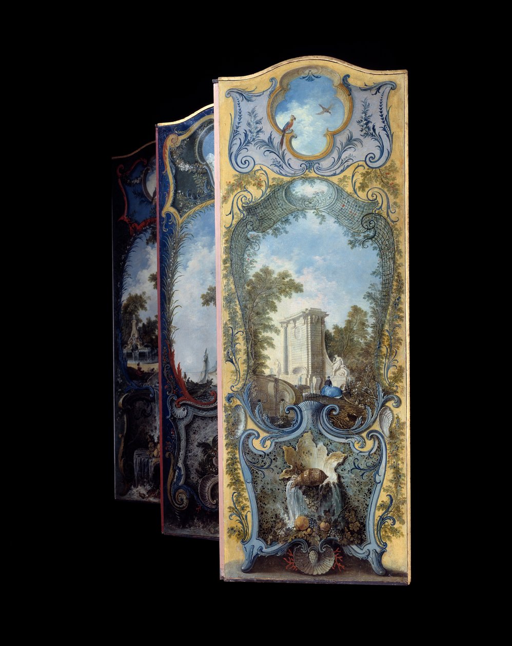 Móveis: tela de pintura sobre papel maroufle de Jacques de Lajoue (1686-1761) Século XVIII de Jacques de Lajoüe