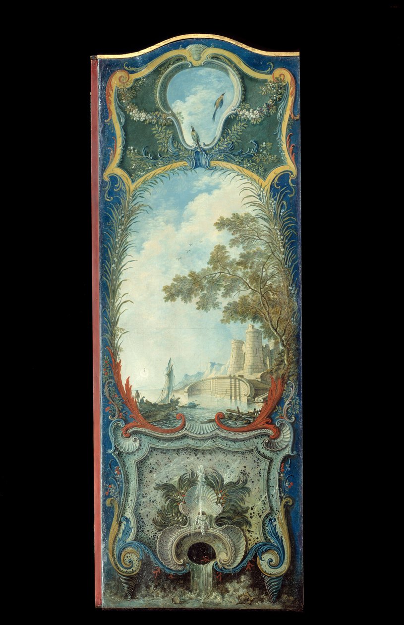 Móveis: tela de pintura sobre papel maroufle de Jacques de Lajoue (1686-1761) Século XVIII de Jacques de Lajoüe