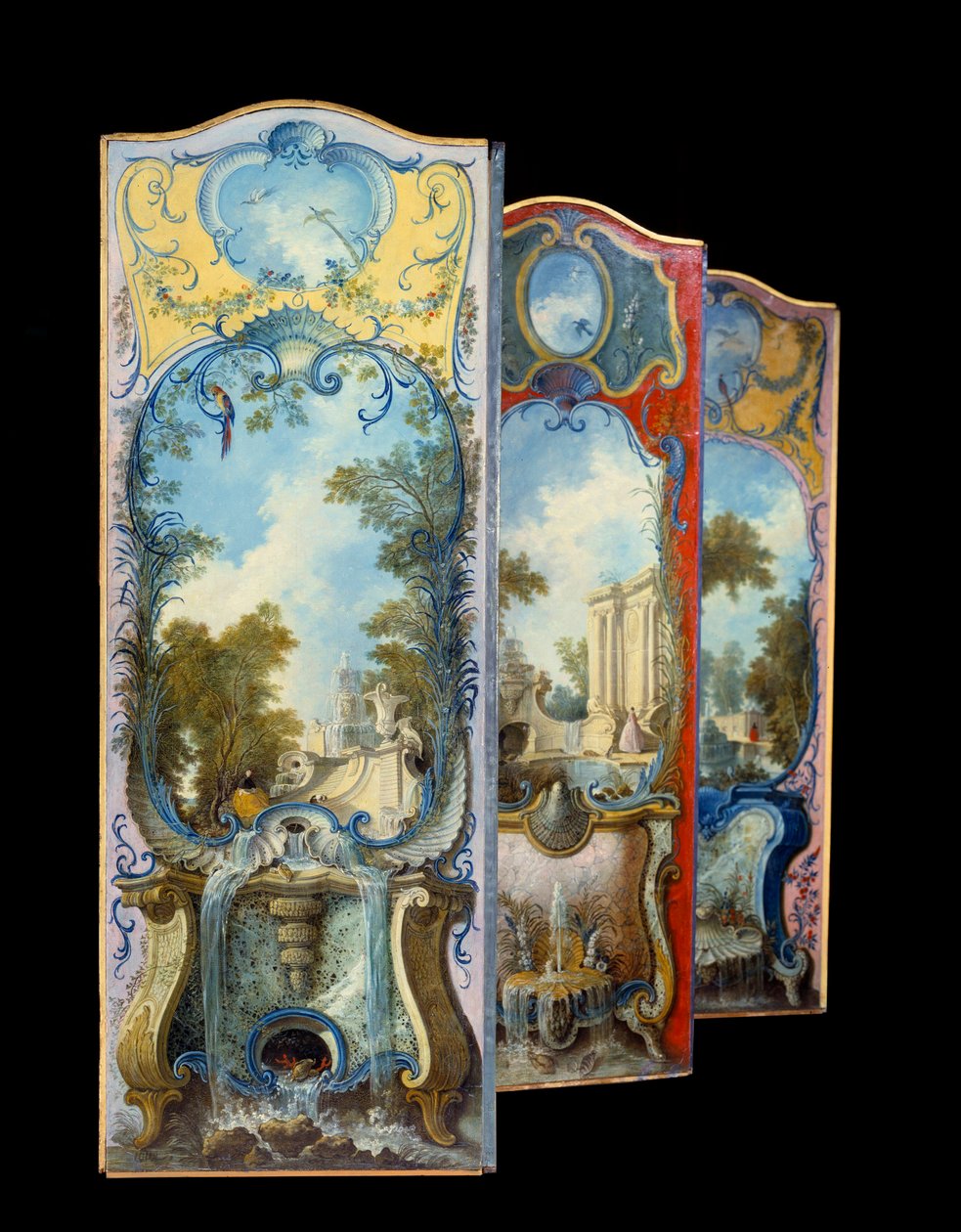 Móveis: tela de pintura sobre papel maroufle de Jacques de Lajoue (1686-1761) Século XVIII de Jacques de Lajoüe