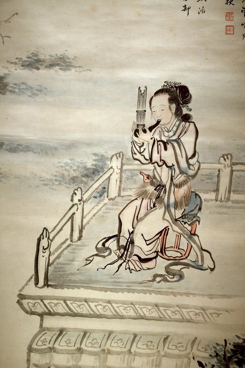 Figura pintada, músico. Tinta sobre papel de Yi Jaegwan (1783-1837), art coreen do século XIX. Museu Nacional da Coreia, Seul (Coreia do Sul). de Jaegwan Yi