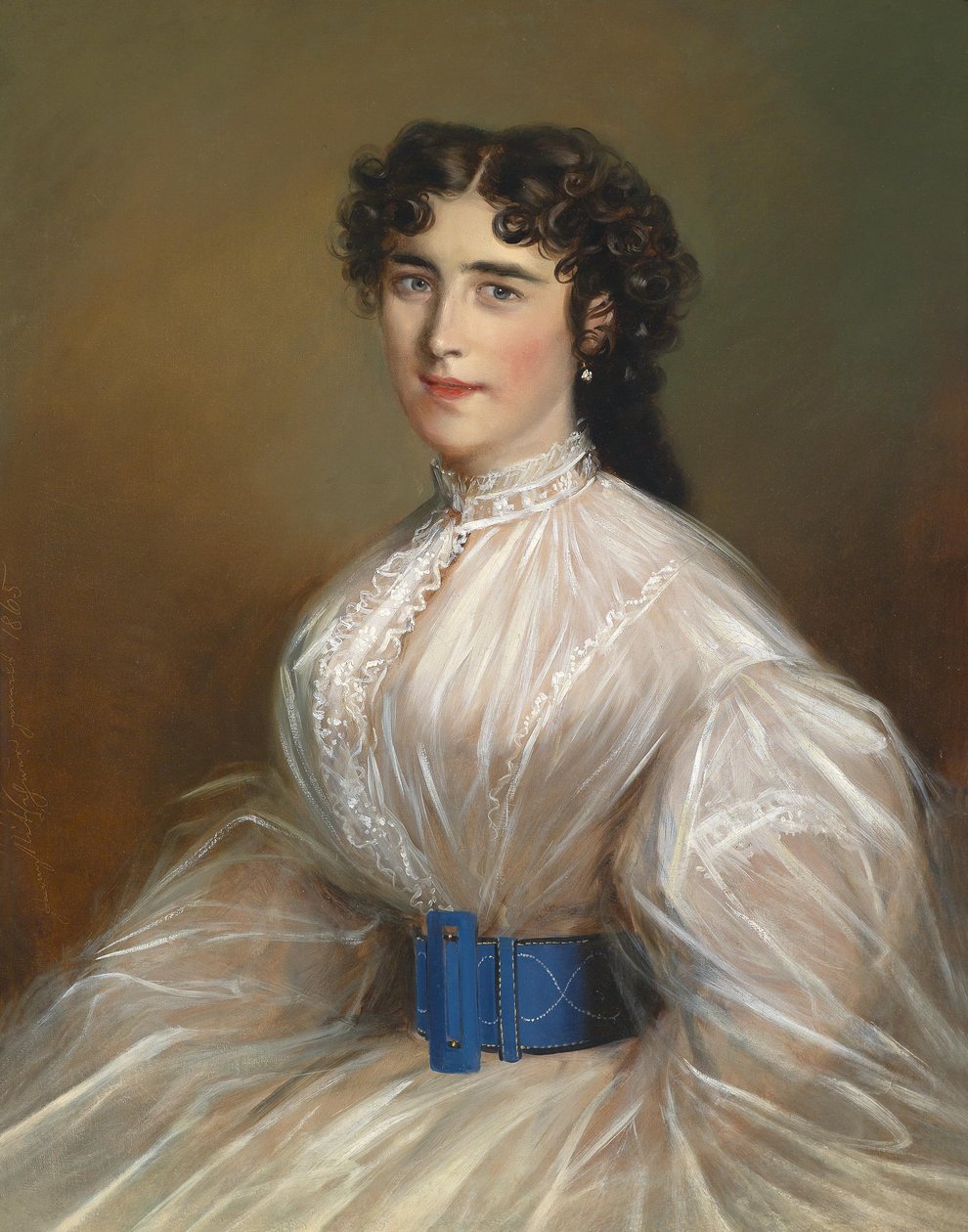 Retrato, de, um, senhora, em, vestido branco de Jakob Franz Nitschner