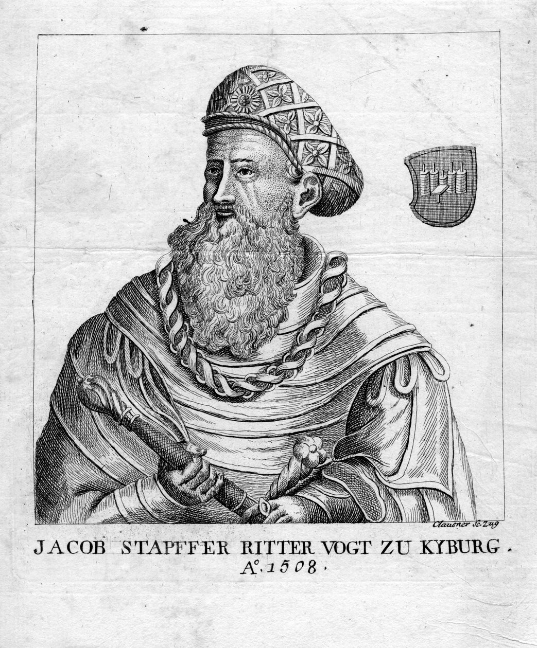 retrato gravado de Jakob Joseph Clausner