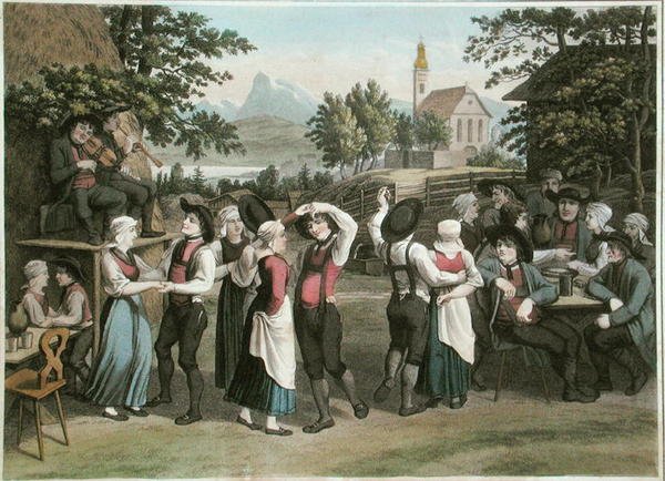 Dança da Aldeia Austríaca, ilustração de 