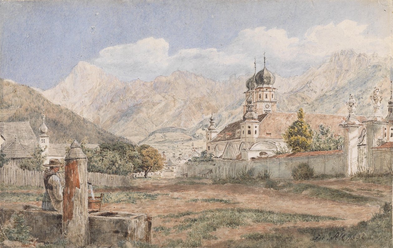 Vista da Abadia de Stams no Tirol de Jakob Alt