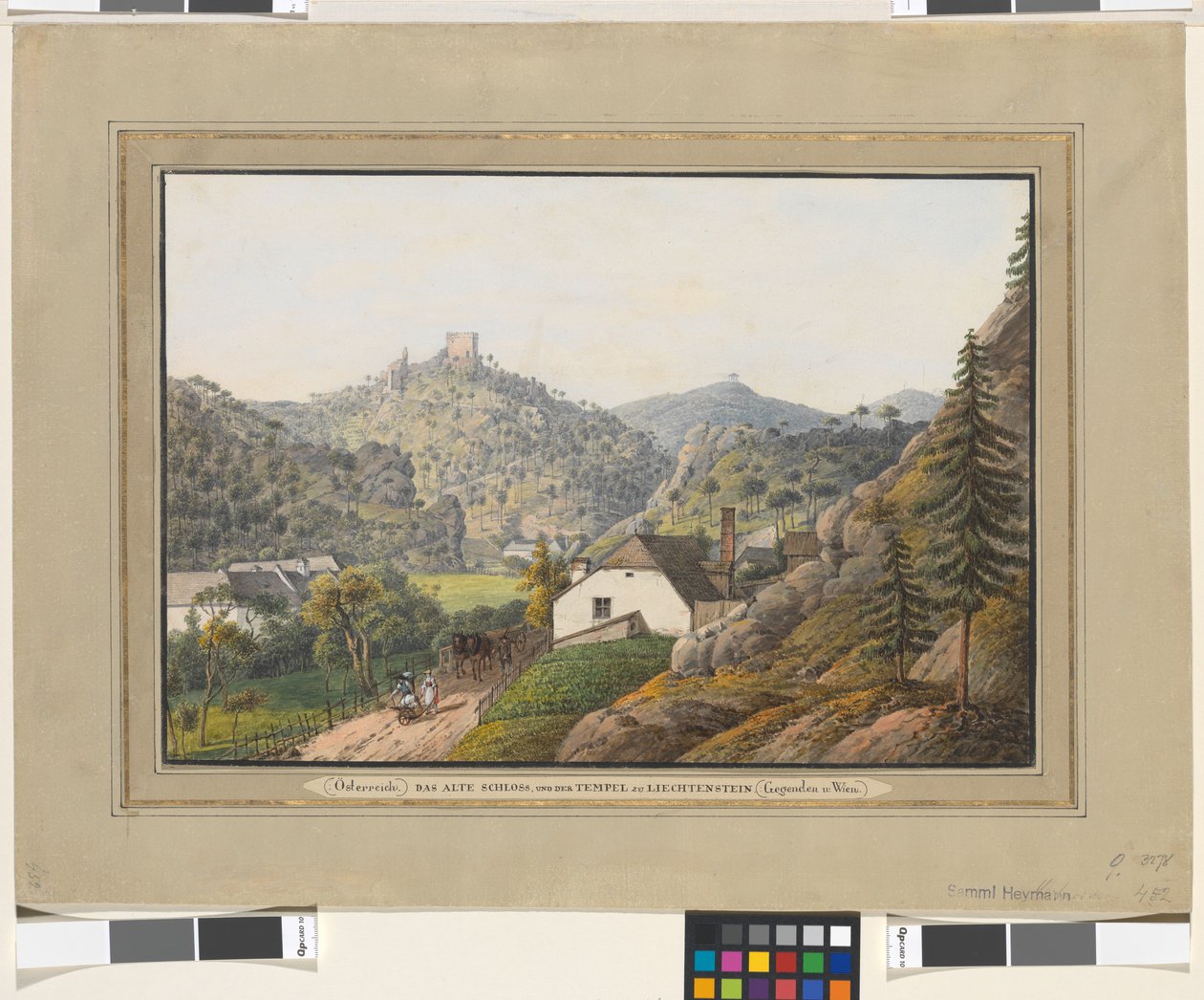 O antigo castelo e o templo em Liechtenstein de Jakob Alt