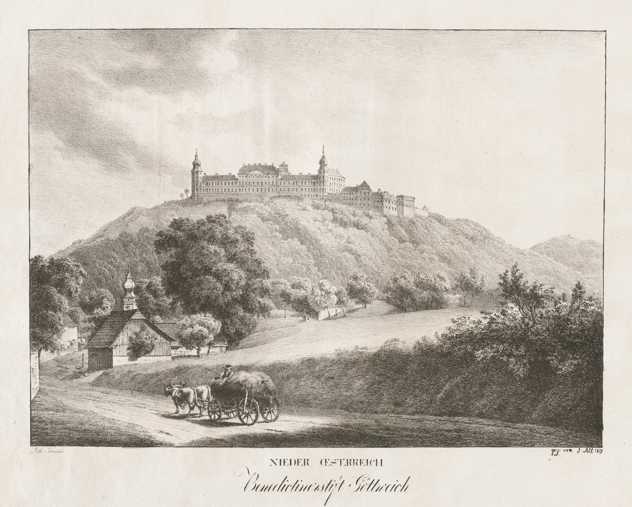 Baixa Áustria, mosteiro beneditino em Gottereich de Jakob Alt