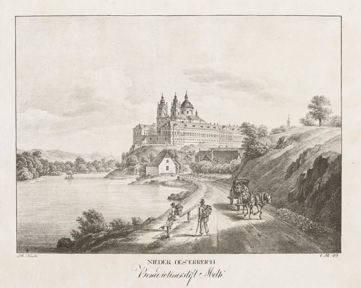 Baixa Áustria, abadia beneditina Melk, 1819. de Jakob Alt