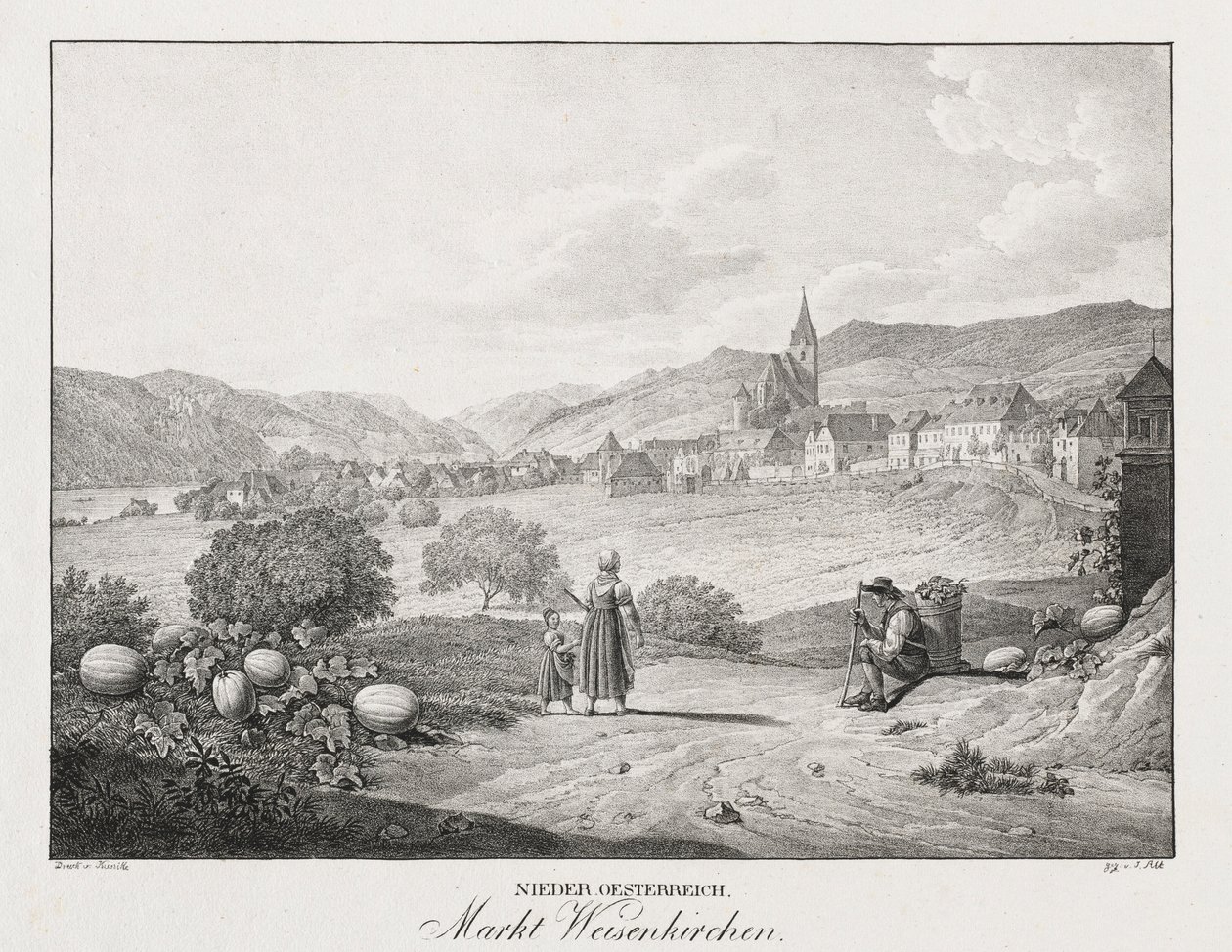 Baixa Áustria, mercado Weisenkirchen. de Jakob Alt