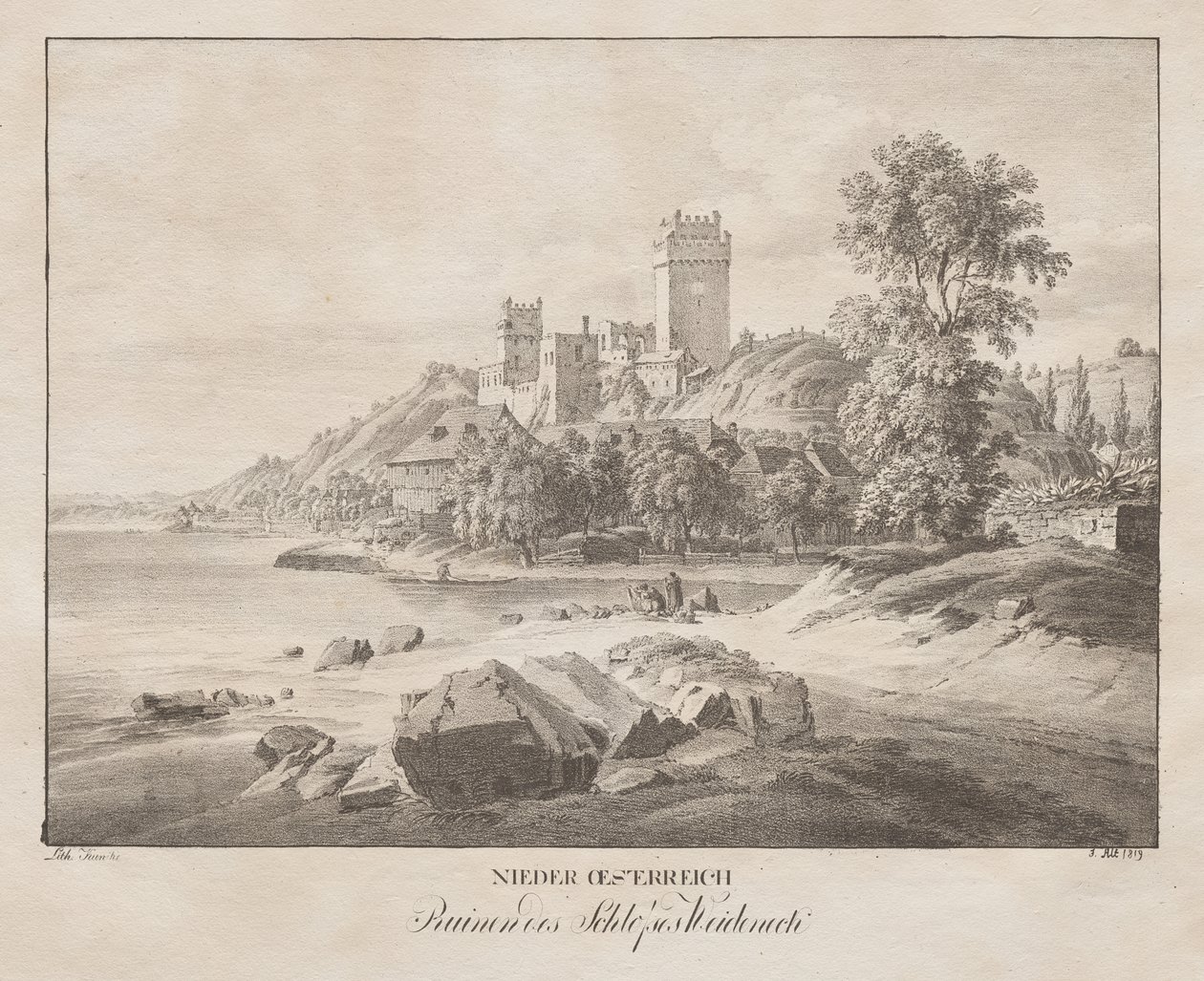 Baixa Áustria, ruínas do Castelo de Weidenech de Jakob Alt