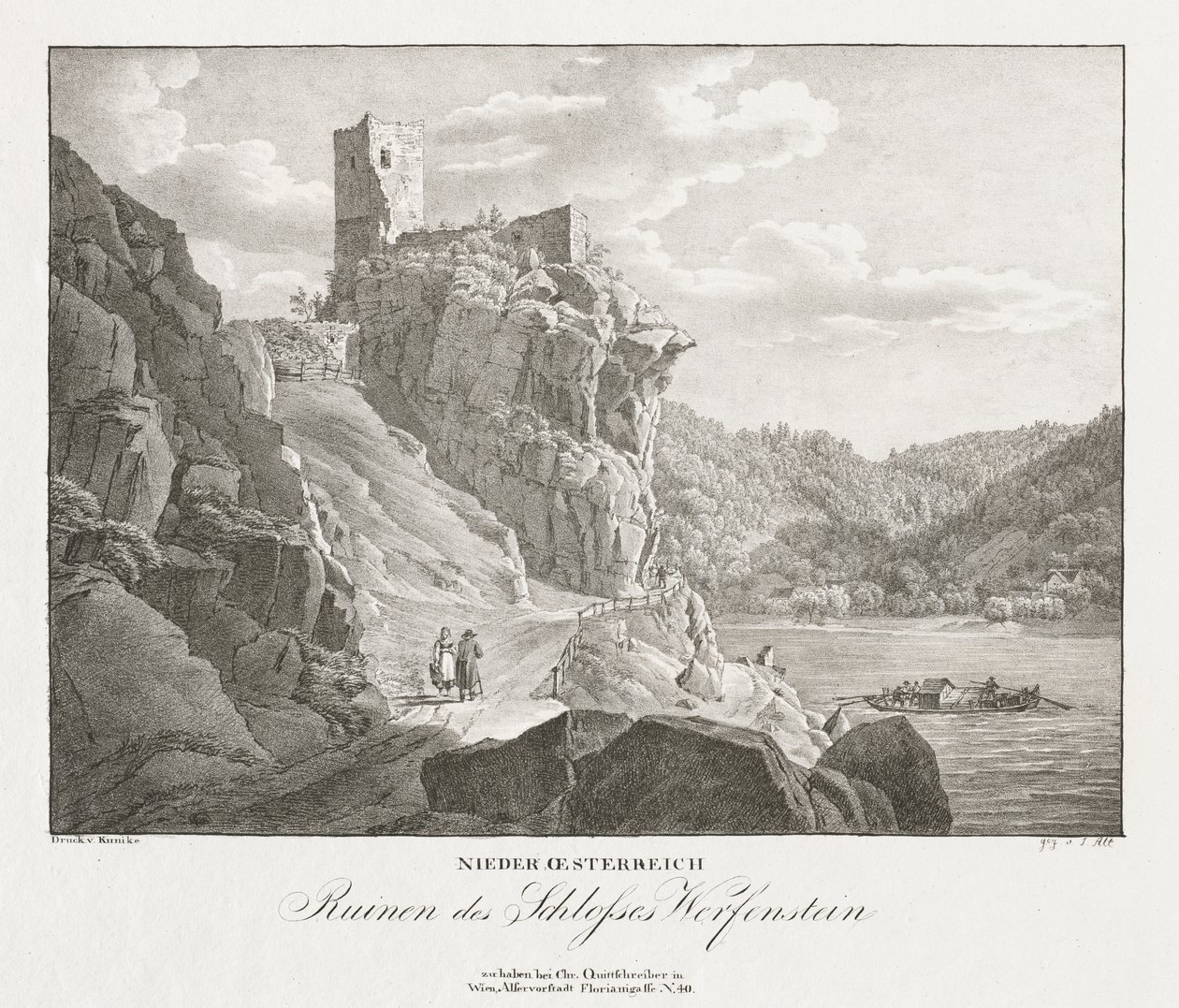 Baixa Áustria, ruínas do Castelo de Werfenstein de Jakob Alt