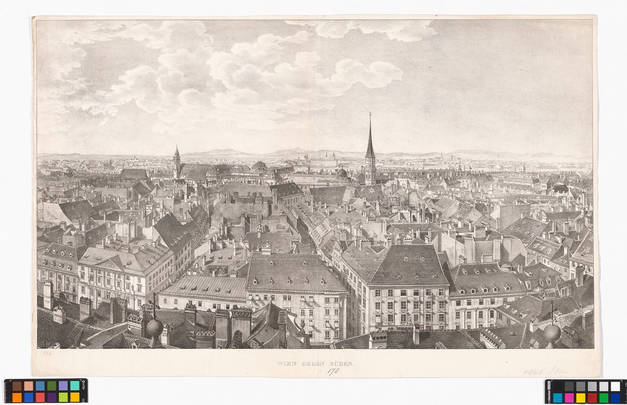 Panorama de Viena para sul, a partir da Igreja de São Pedro de Jakob Alt