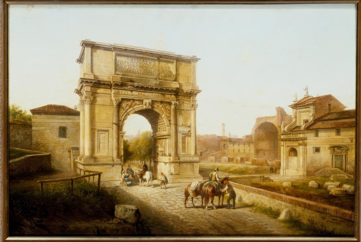 Roma, Arco de Tito - Pintura de Jakob Alt, 19º C. de Jakob Alt