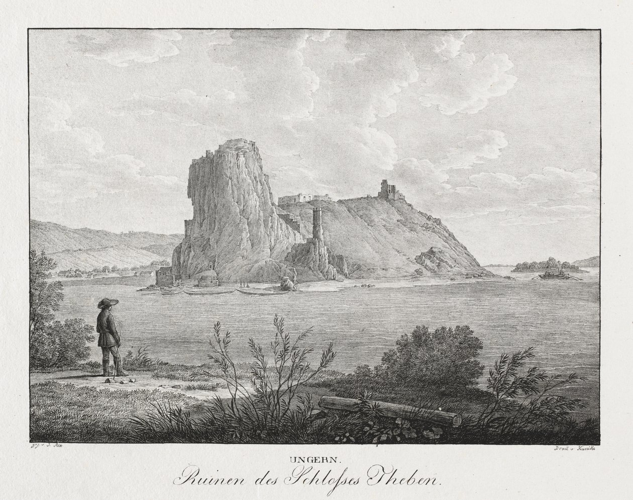 Ungern, ruínas do Castelo de Tebas de Jakob Alt