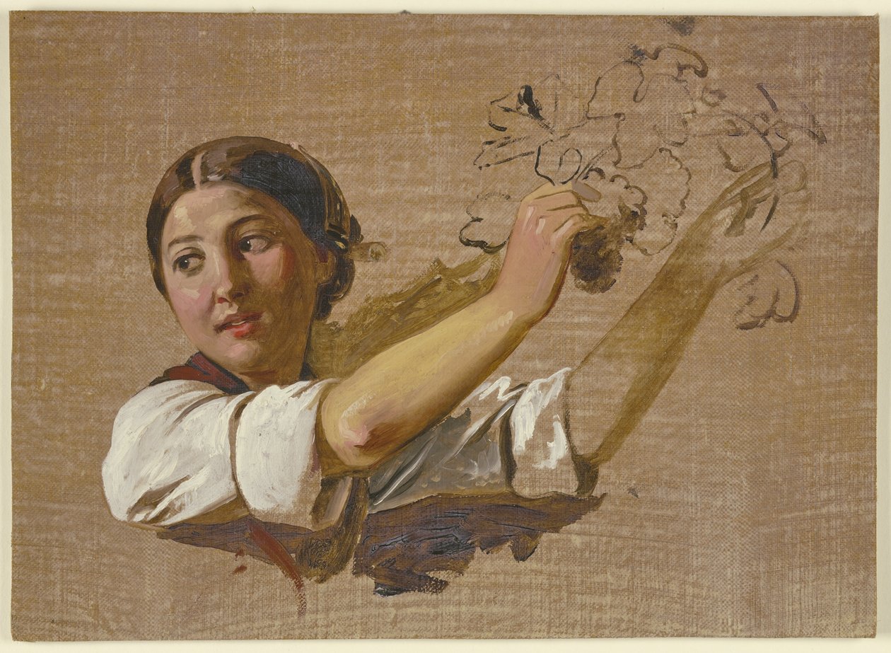 Retrato de meio corpo de uma camponesa de Jakob Becker