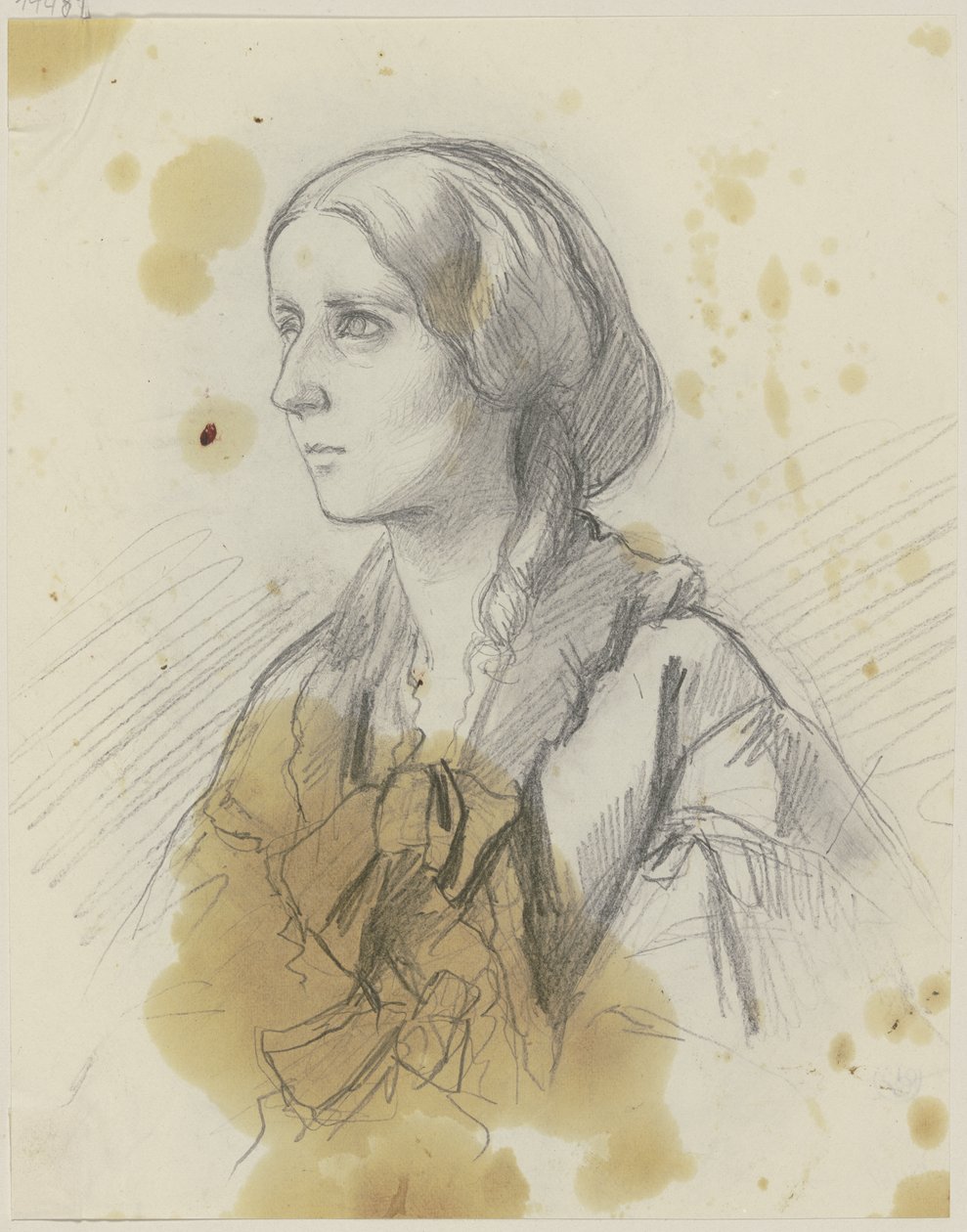 Retrato de busto de uma jovem, virada para a esquerda de Jakob Becker