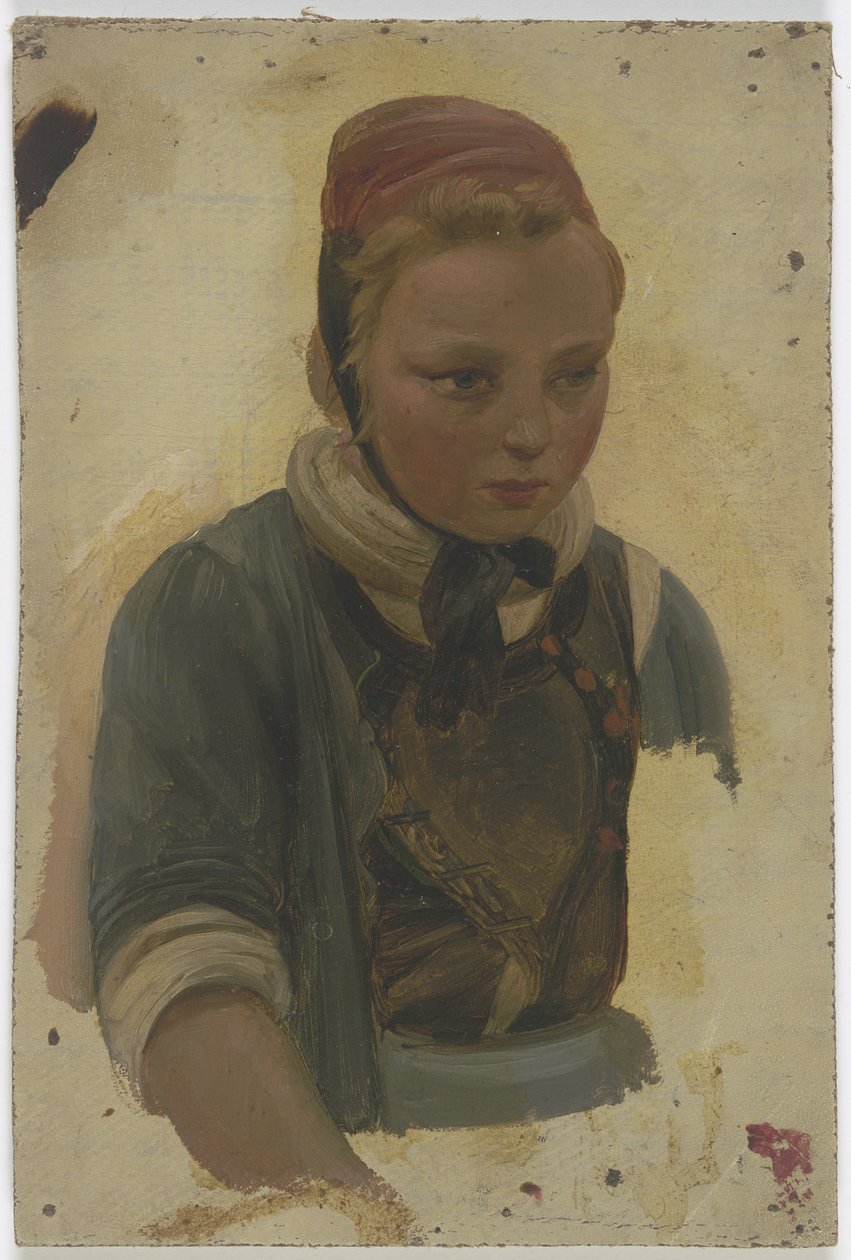 Retrato de busto de uma pequena camponesa de Jakob Becker