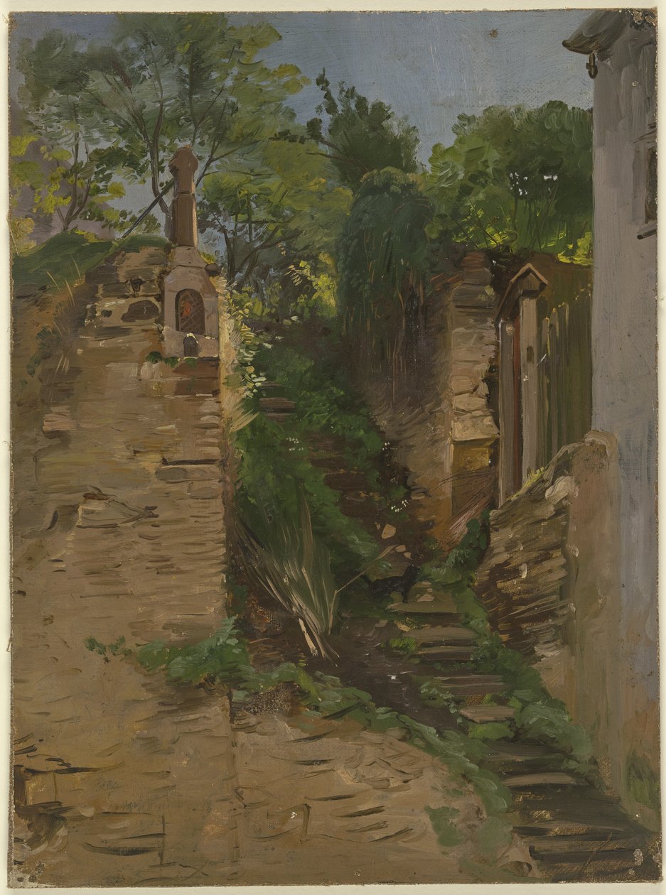 Escada de jardim entre dois muros de Jakob Becker