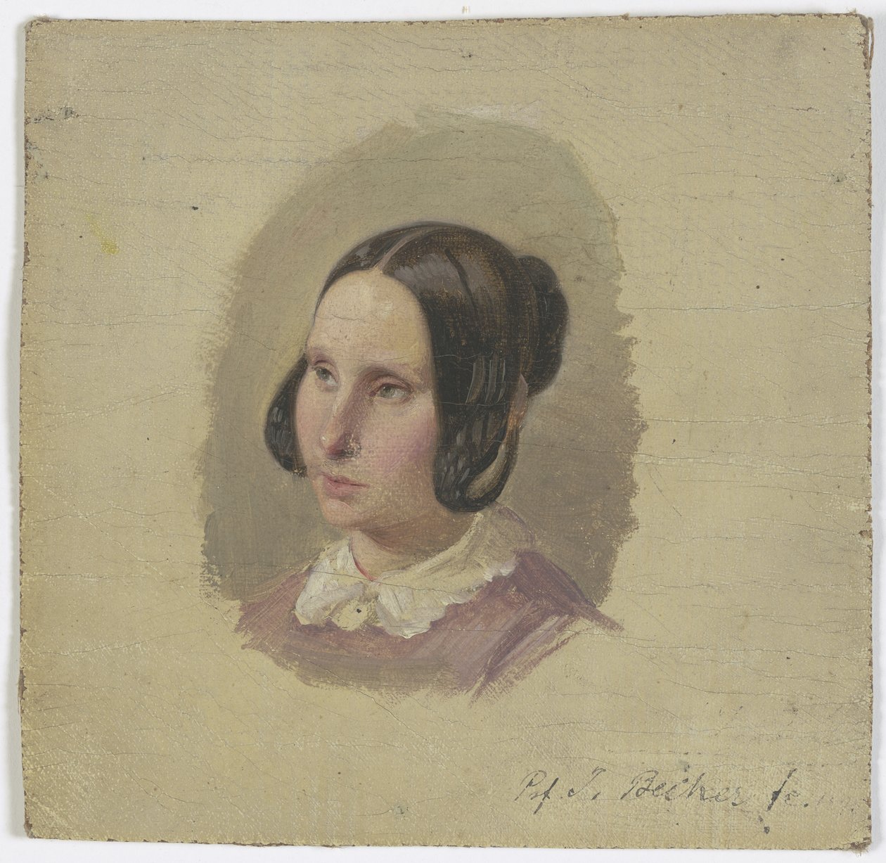 Cabeça de menina com penteado ao estilo Biedermeier de Jakob Becker