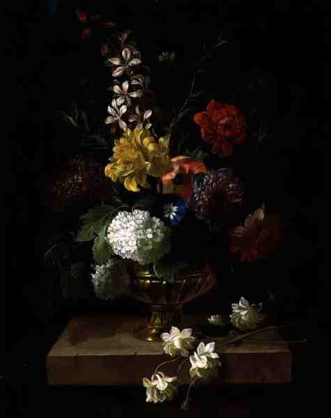 Natureza Morta de Flores em Urna (óleo sobre painel) de Jakob Bogdani or Bogdany