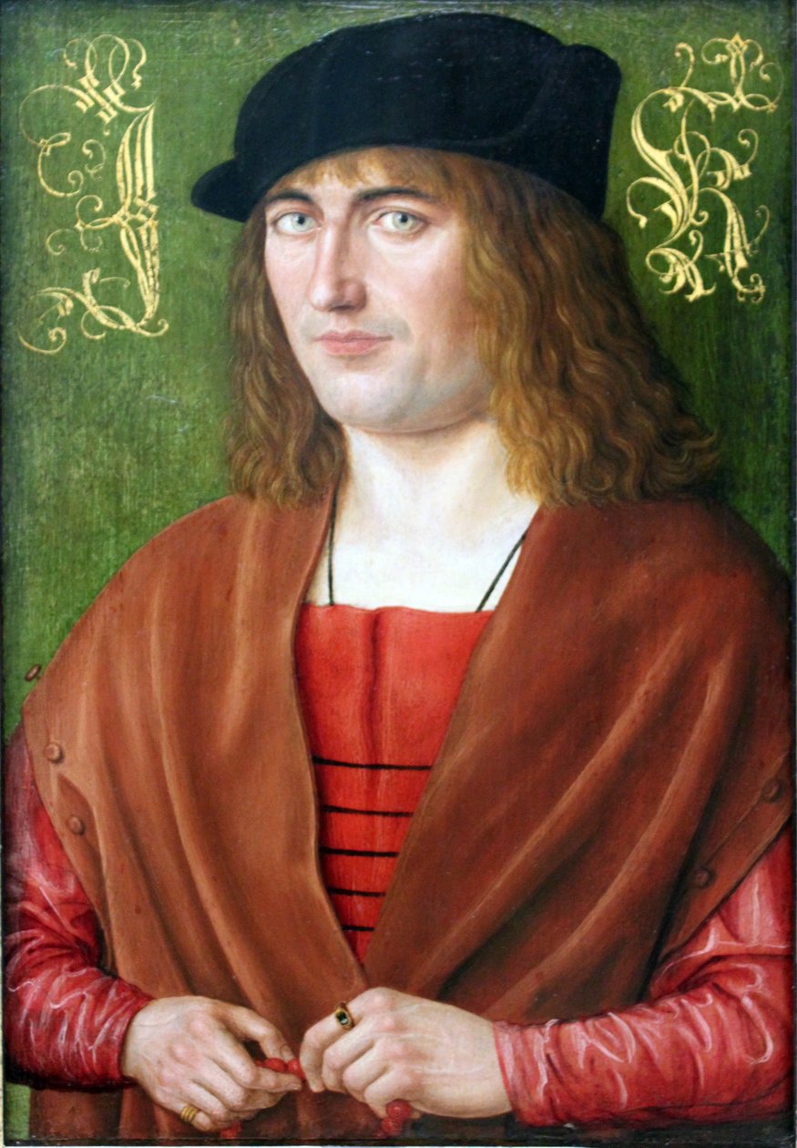 Alemão: Bildnis des Jörg Kötzler, 1499 Retrato do cidadão de Nuremberga Jörg Ketzler, de 28 anos
  (1471-1529) de Jakob Elsner