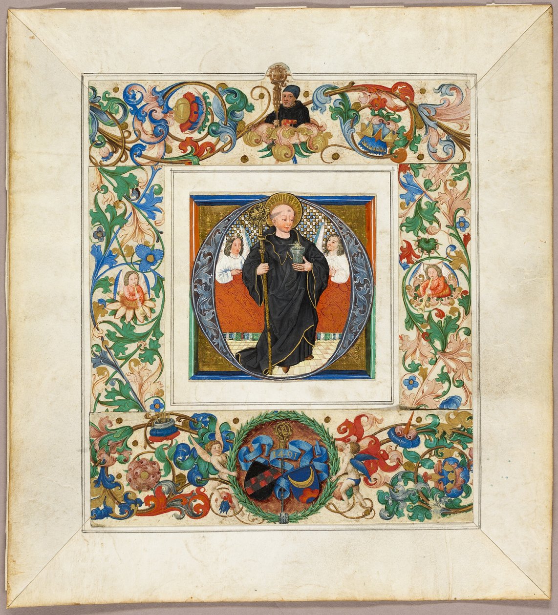 São Bento, inicial ‘O’, com fragmentos de borda de um Missal de Jakob Elsner