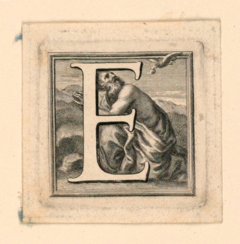 Letra maiúscula E decorada de Jakob Frey