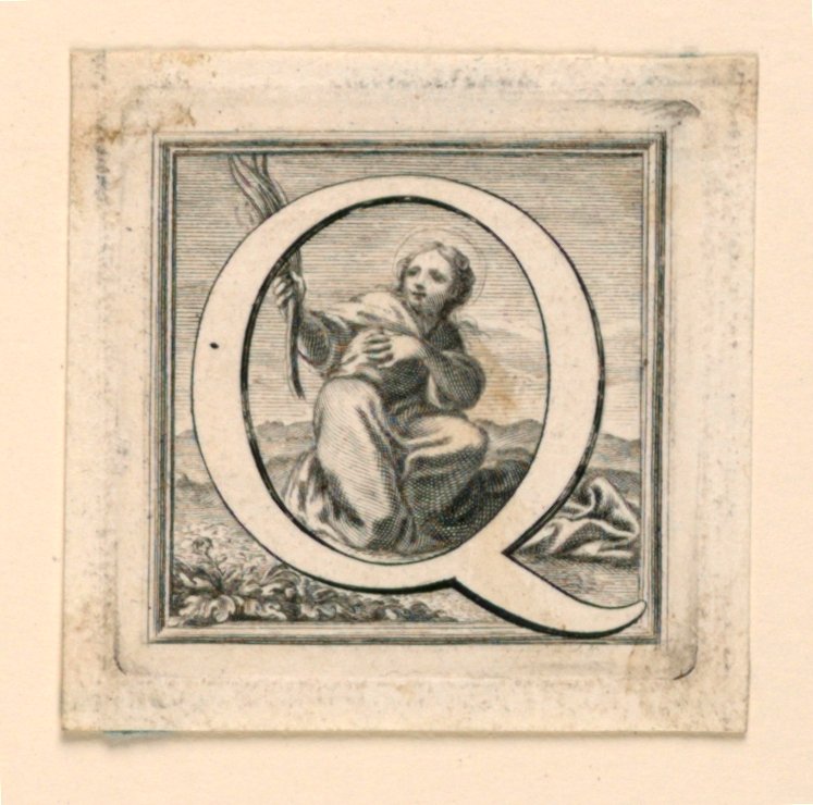 Letra maiúscula Q decorada de Jakob Frey