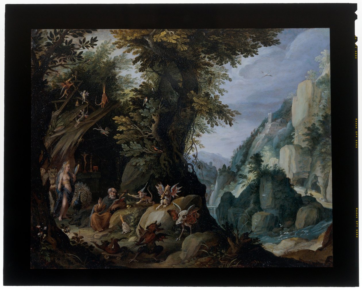 A tentação de Santo António numa paisagem de Jakob Isaaksz Swanenburgh