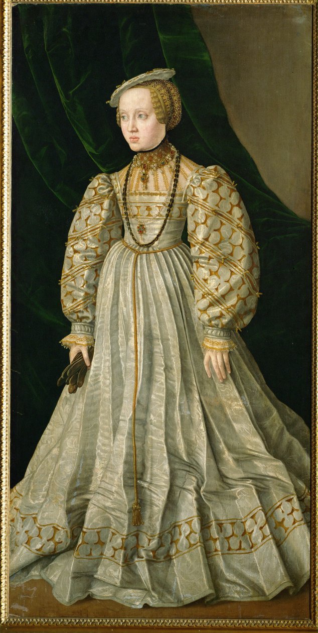 A arquiduquesa Ana, filha do rei Fernando e da sua mulher, Ana da Hungria, casou com Albrecht da Baviera (pintura sobre tela) de Jakob Seisenegger
