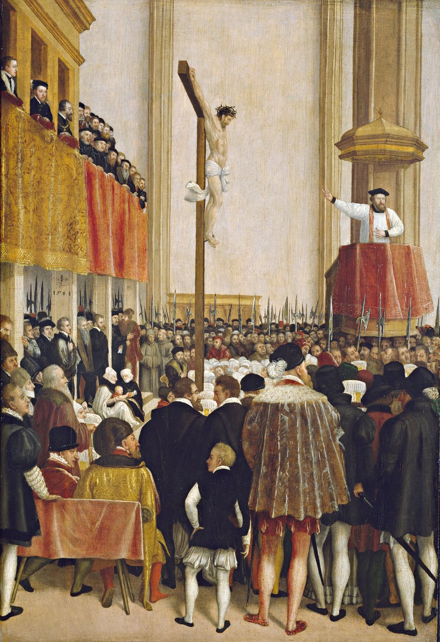 O sermão do legatário papal Cornélio Musso na igreja agostiniana de Viena de Jakob Seisenegger