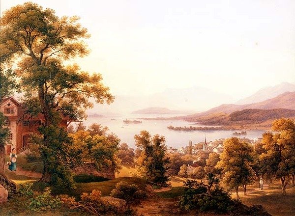 Uma Vista de Horgen no Lago de Zurique de Jakob Suter